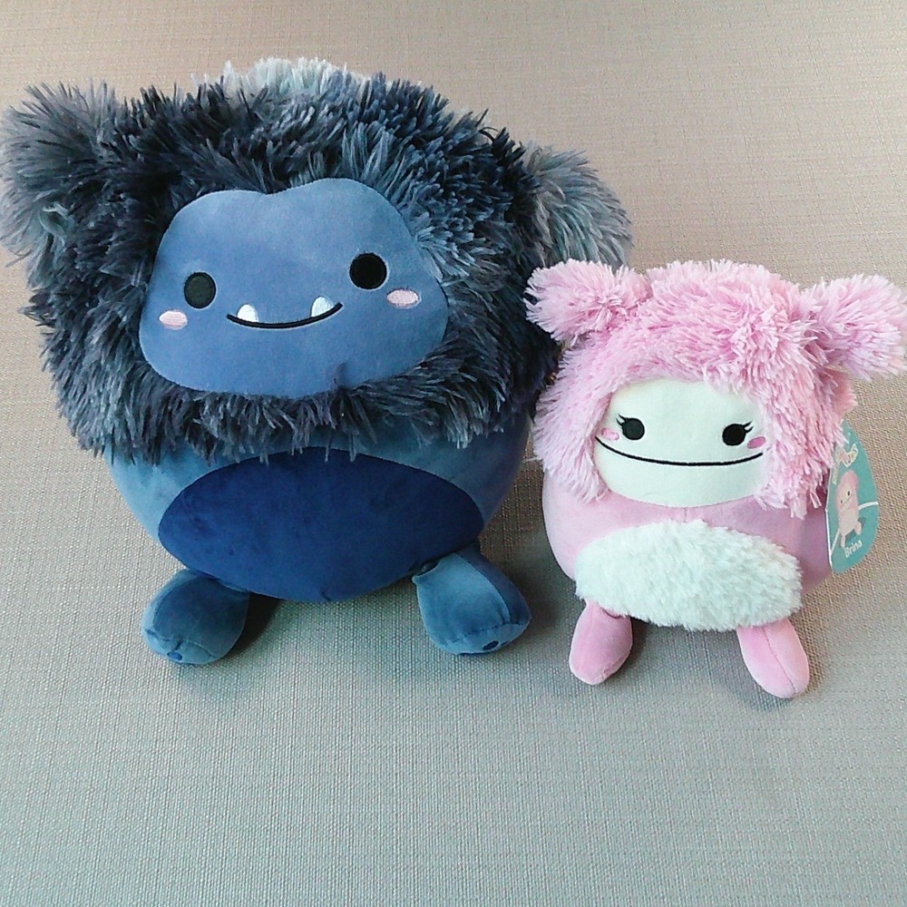 Squishmallows Bigfoot Plush Bundle 12" 8" Blue Pink Dani Brina Kellytoy